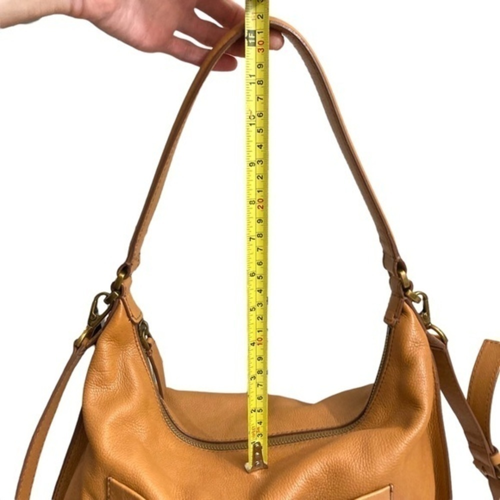 Fossil light brown leather two way shoulder messenger bag unisex - Picture 3 of 16